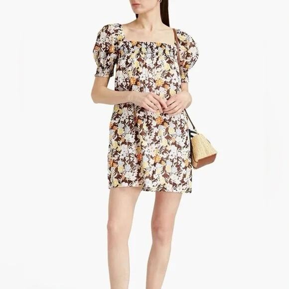 Tory Burch Printed Smocked Mini Dress Size Large - Picture 1 of 9